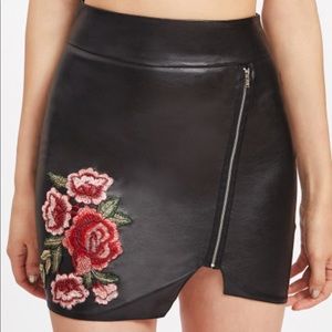 Leather floral skirt